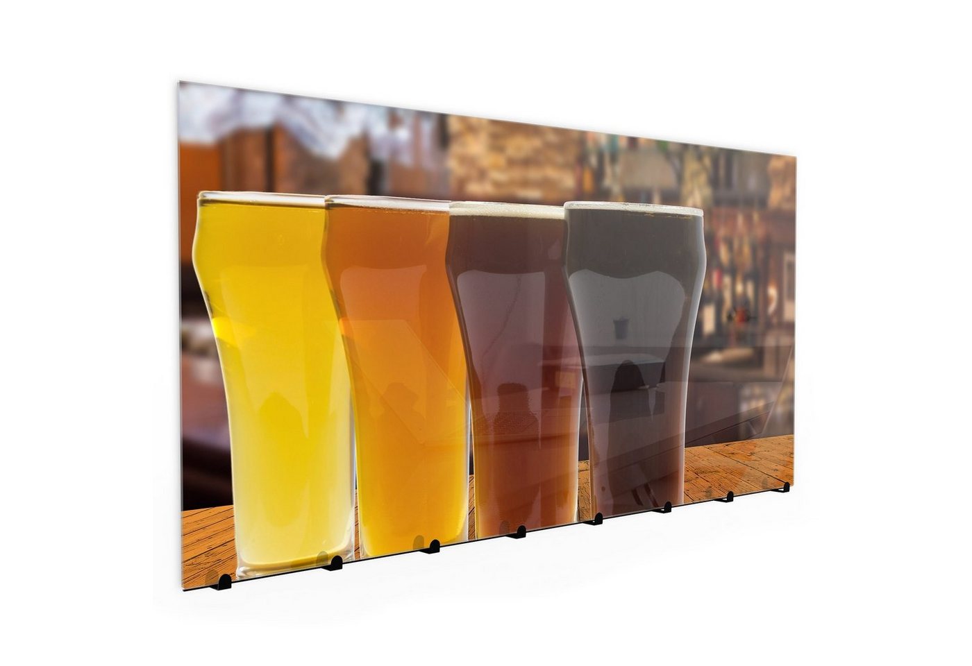 Primedeco Garderobenpaneel Magnetwand und Memoboard aus Glas Verschiedene Biergläser von Primedeco