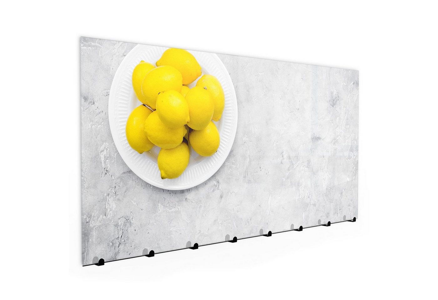Primedeco Garderobenpaneel Magnetwand und Memoboard aus Glas Zitronen auf Teller von Primedeco