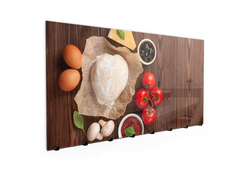 Primedeco Garderobenpaneel Magnetwand und Memoboard aus Glas Zutaten für Pizza von Primedeco