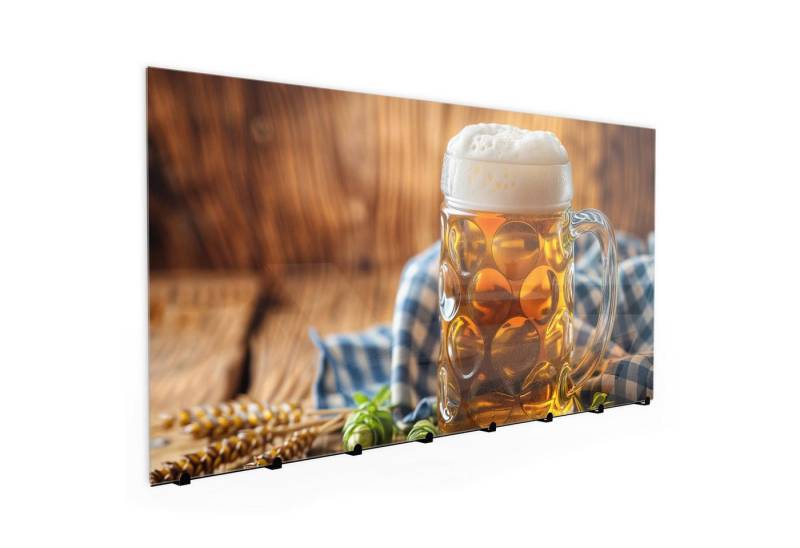 Primedeco Garderobenpaneel Kleiderhaken aus Glas Bierglas (1 St., Inkl. Magnete, Stifte und Montagematerial), Magnetisch & Beschreibbar von Primedeco
