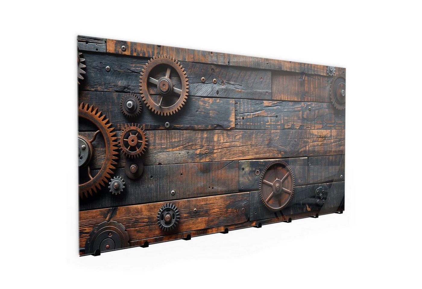 Primedeco Garderobenpaneel Kleiderhaken aus Glas Holz und Zahnräder (1 St., Inkl. Magnete, Stifte und Montagematerial), Magnetisch & Beschreibbar Primedeco Garderobenpaneel Kleiderhaken aus Glas Holz und Zahnräder (1 St., Inkl. Magnete, Stifte und Montagematerial), Magnetisch & Beschreibbar von Primedeco