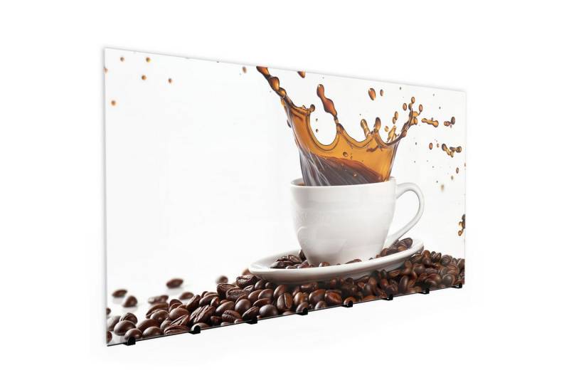 Primedeco Garderobenpaneel Kleiderhaken aus Glas Kaffeespritzer (1 St., Inkl. Magnete, Stifte und Montagematerial), Magnetisch & Beschreibbar von Primedeco