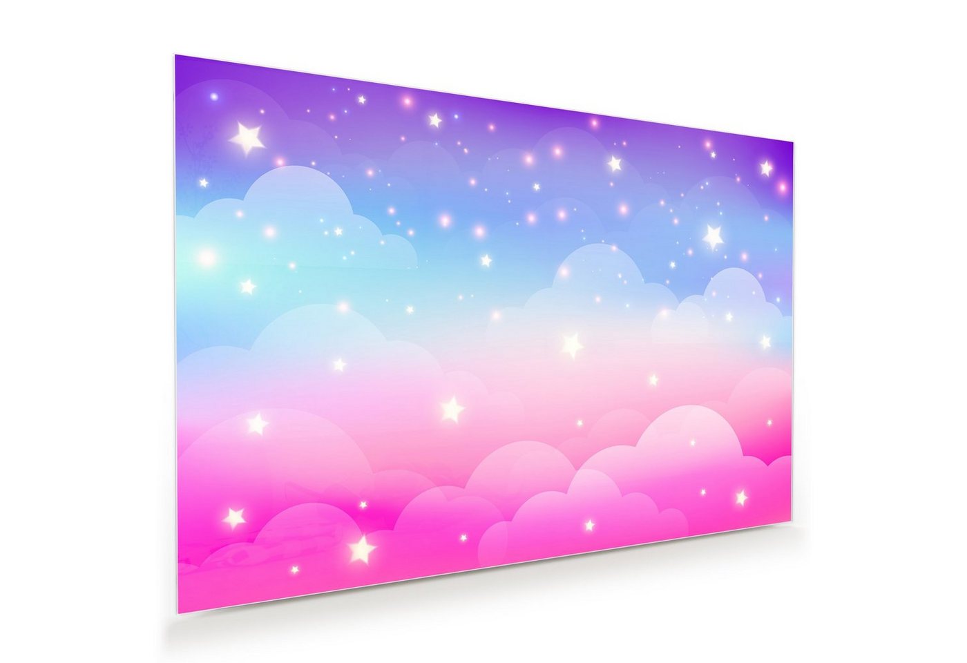 Primedeco Glasbild Wandbild Einhornhimmel Sternentraum mit Aufhängung, Kinderwelt von Primedeco