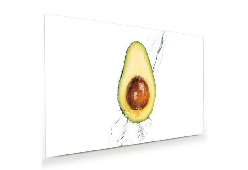 Primedeco Glasbild Wandbild Avocado auf Wassersplash mit Aufhängung, Früchte von Primedeco