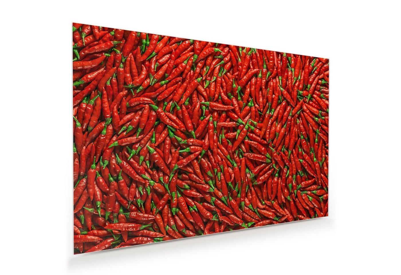 Primedeco Glasbild Wandbild Beet aus Chilischoten mit Aufhängung, Gewürze von Primedeco