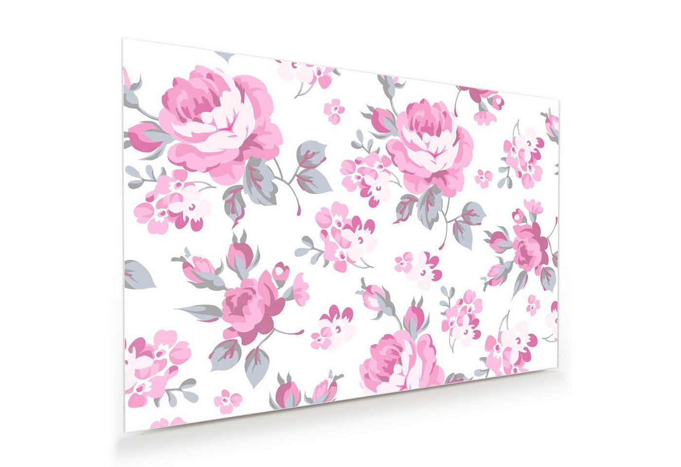 Primedeco Glasbild Wandbild Blumenmuster mit Aufhängung, Blumen von Primedeco