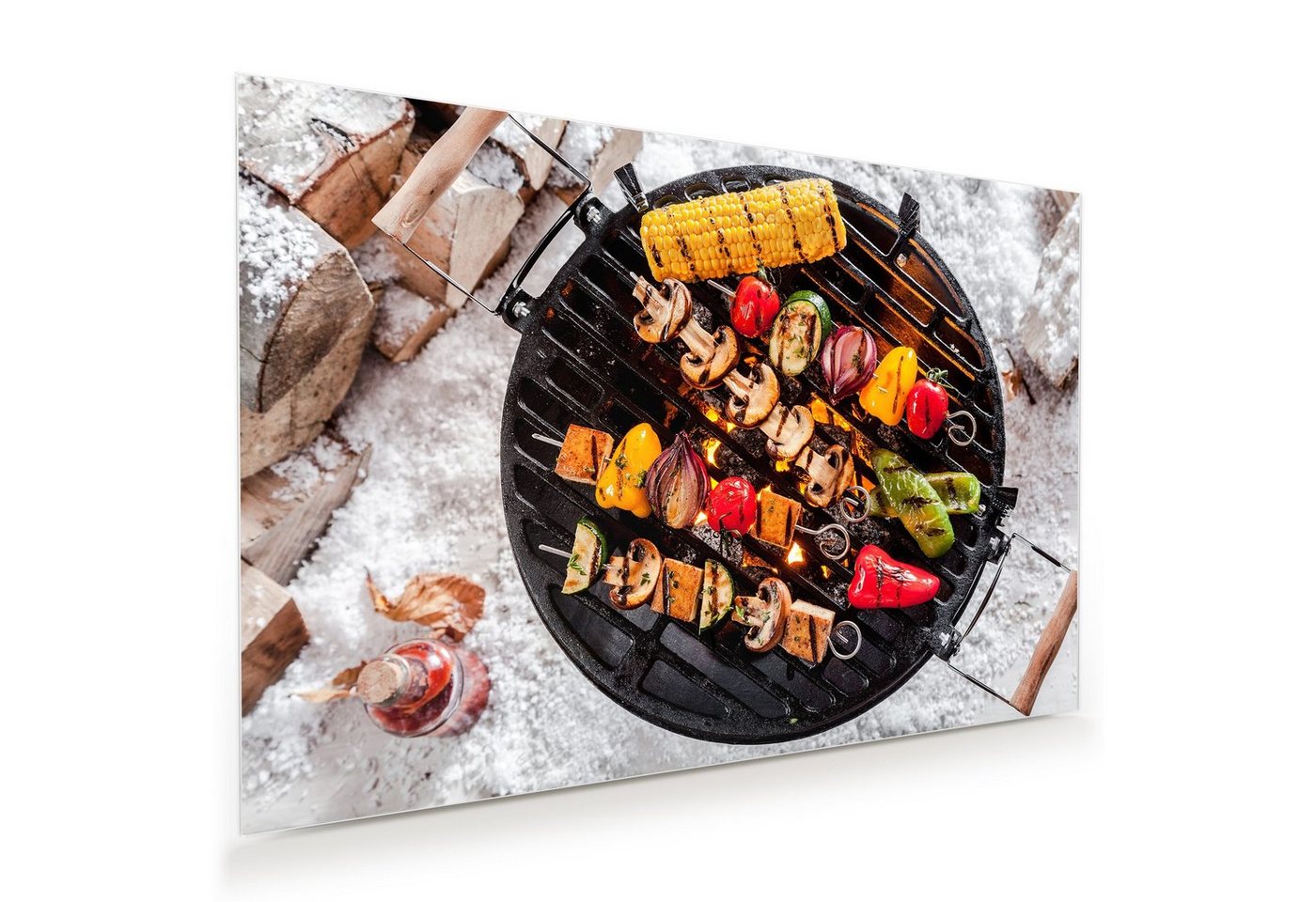 Primedeco Glasbild Wandbild Buntes Gemüse auf Grill mit Aufhängung, Speisen von Primedeco