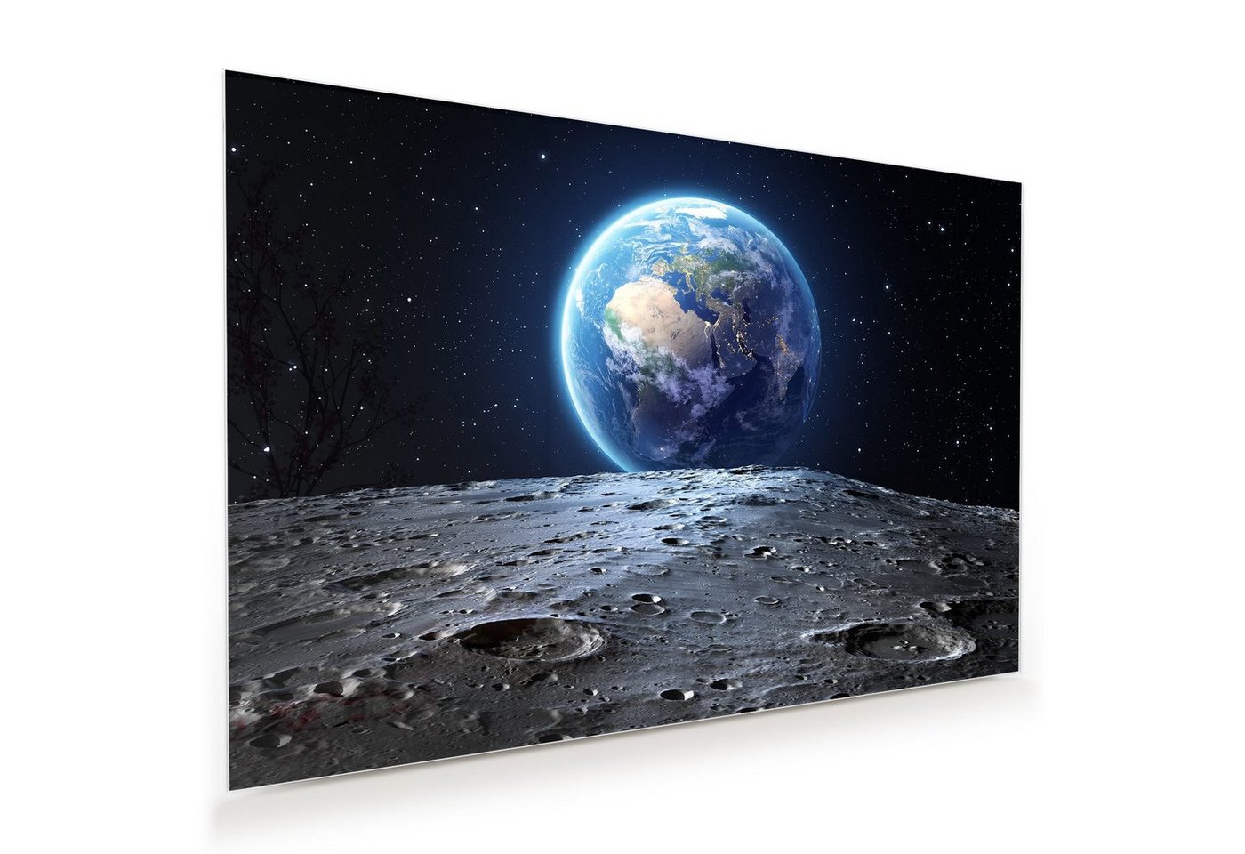 Primedeco Glasbild Wandbild Erde vom Mond aus mit Aufhängung, Weltall von Primedeco