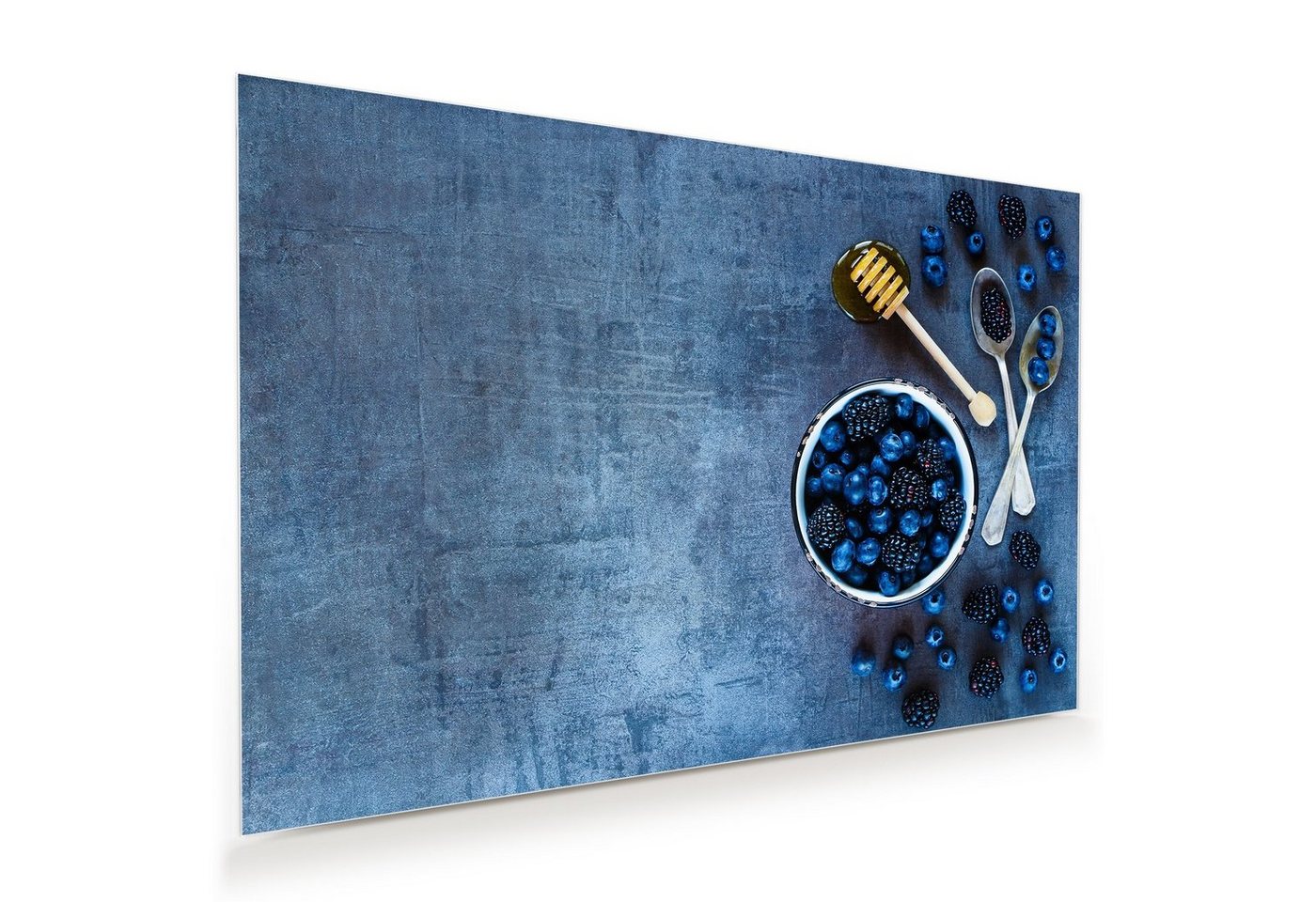 Primedeco Glasbild Wandbild Heidelbeeren auf Tafel mit Aufhängung, Früchte von Primedeco