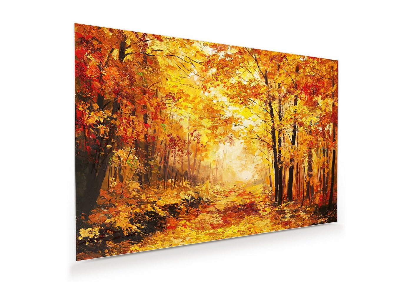 Primedeco Glasbild Wandbild Herbstwald mit Aufhängung, Blumen von Primedeco