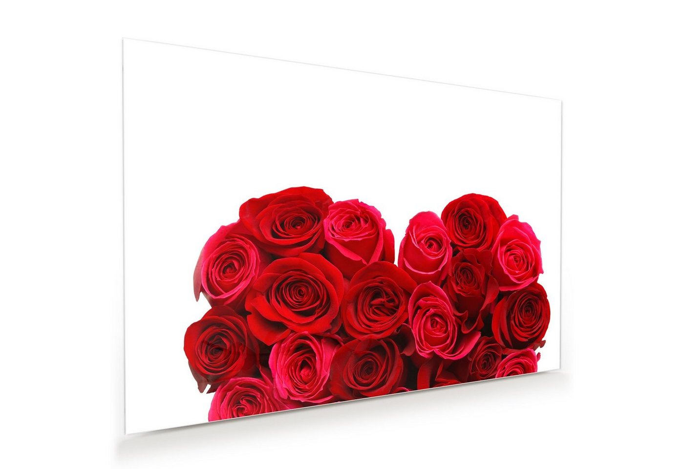 Primedeco Glasbild Wandbild Herz aus Rosen mit Aufhängung, Blumen von Primedeco