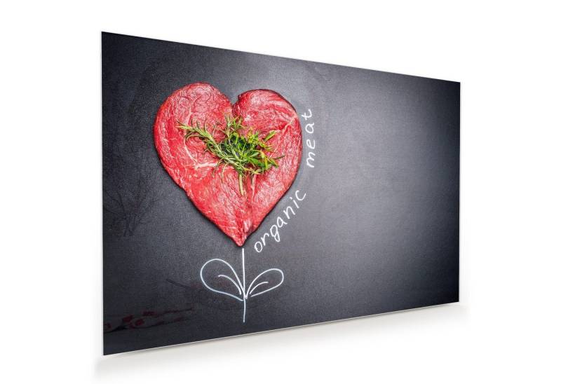 Primedeco Glasbild Wandbild Herzform aus Fleisch mit Aufhängung, Speisen von Primedeco