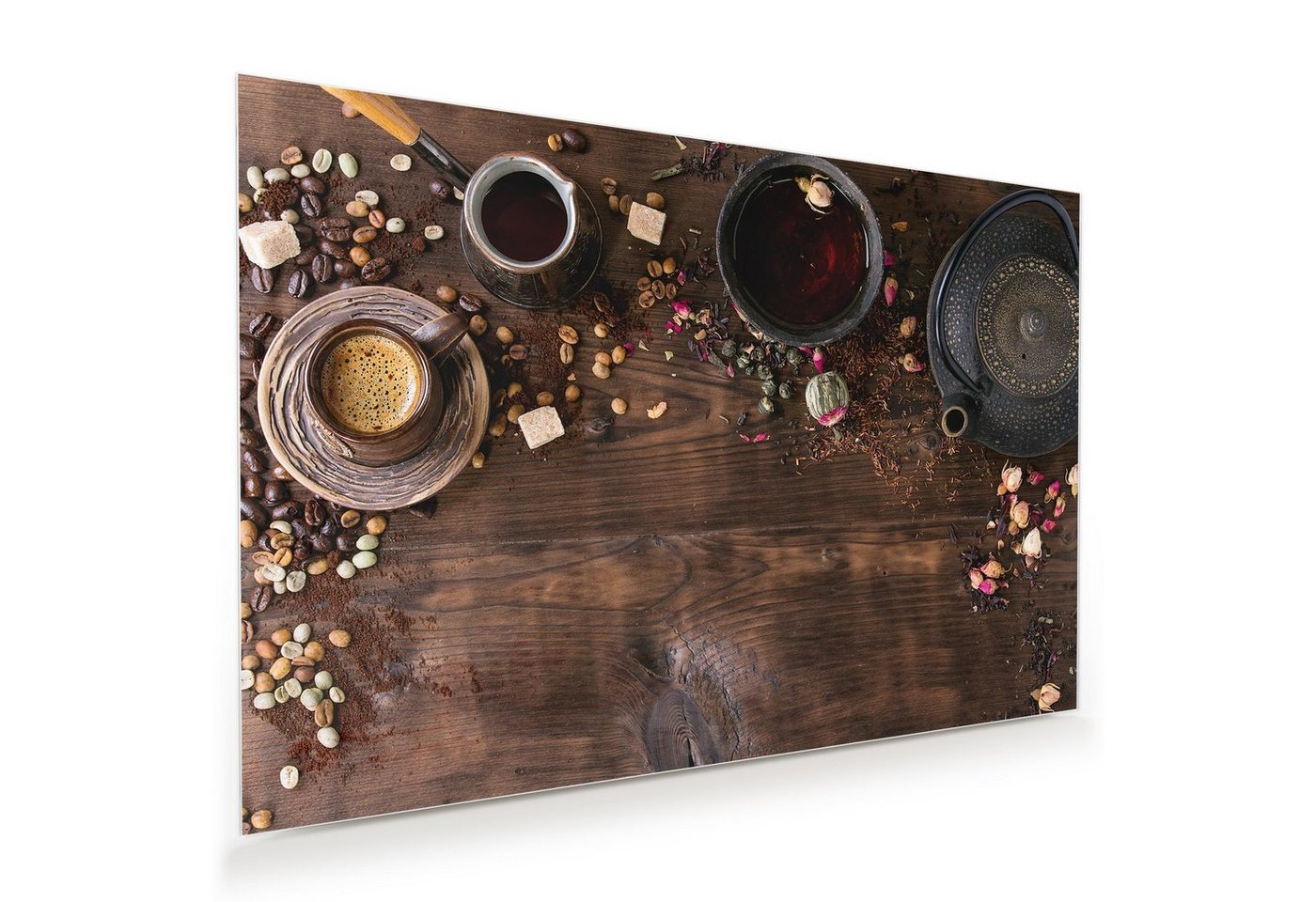 Primedeco Glasbild Wandbild Kaffee und Tee auf Tisch mit Aufhängung, Kaffee (21 verschiedene Größen, 1 St), Elegante Aufhängung Primedeco Glasbild Wandbild Kaffee und Tee auf Tisch mit Aufhängung, Kaffee (21 verschiedene Größen, 1 St), Elegante Aufhängung von Primedeco