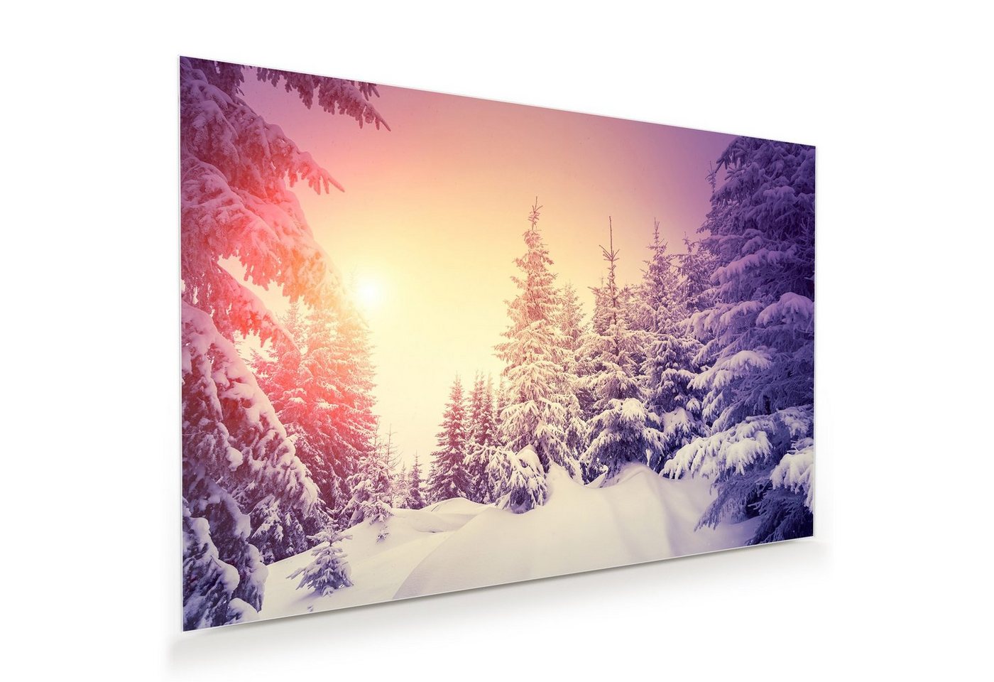 Primedeco Glasbild Wandbild Sonnenlicht auf Landschaft mit Aufhängung, Natur von Primedeco