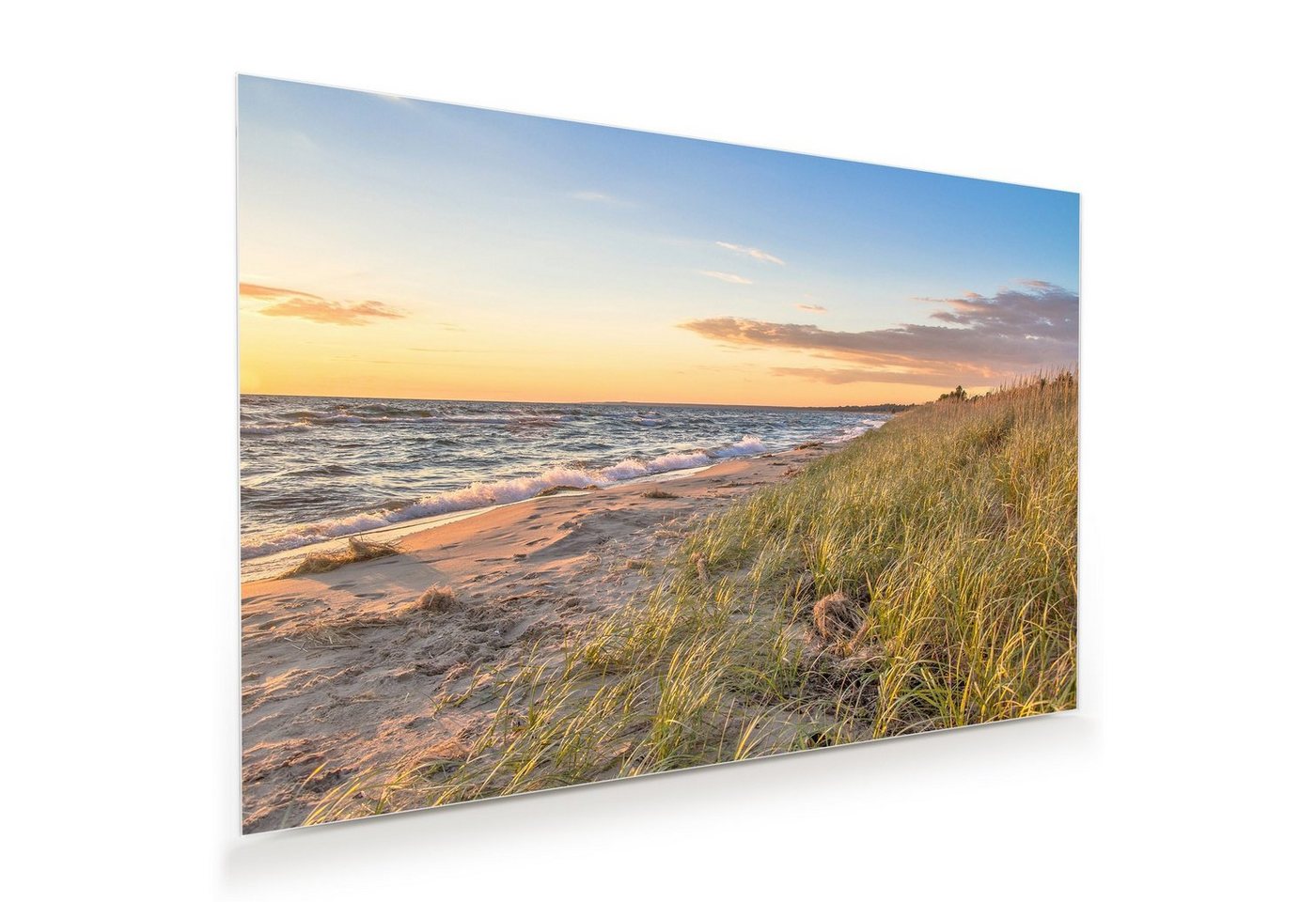 Primedeco Glasbild Wandbild Sonnenuntergang am Strand mit Aufhängung, Natur von Primedeco