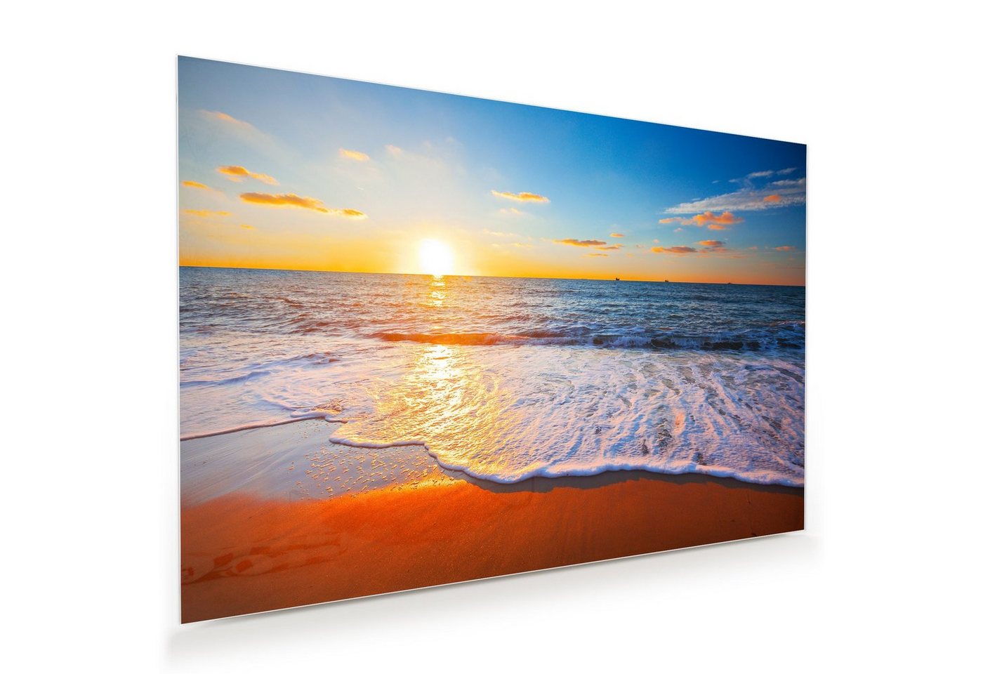 Primedeco Glasbild Wandbild Sonnenuntergang am Strand mit Aufhängung, Natur von Primedeco