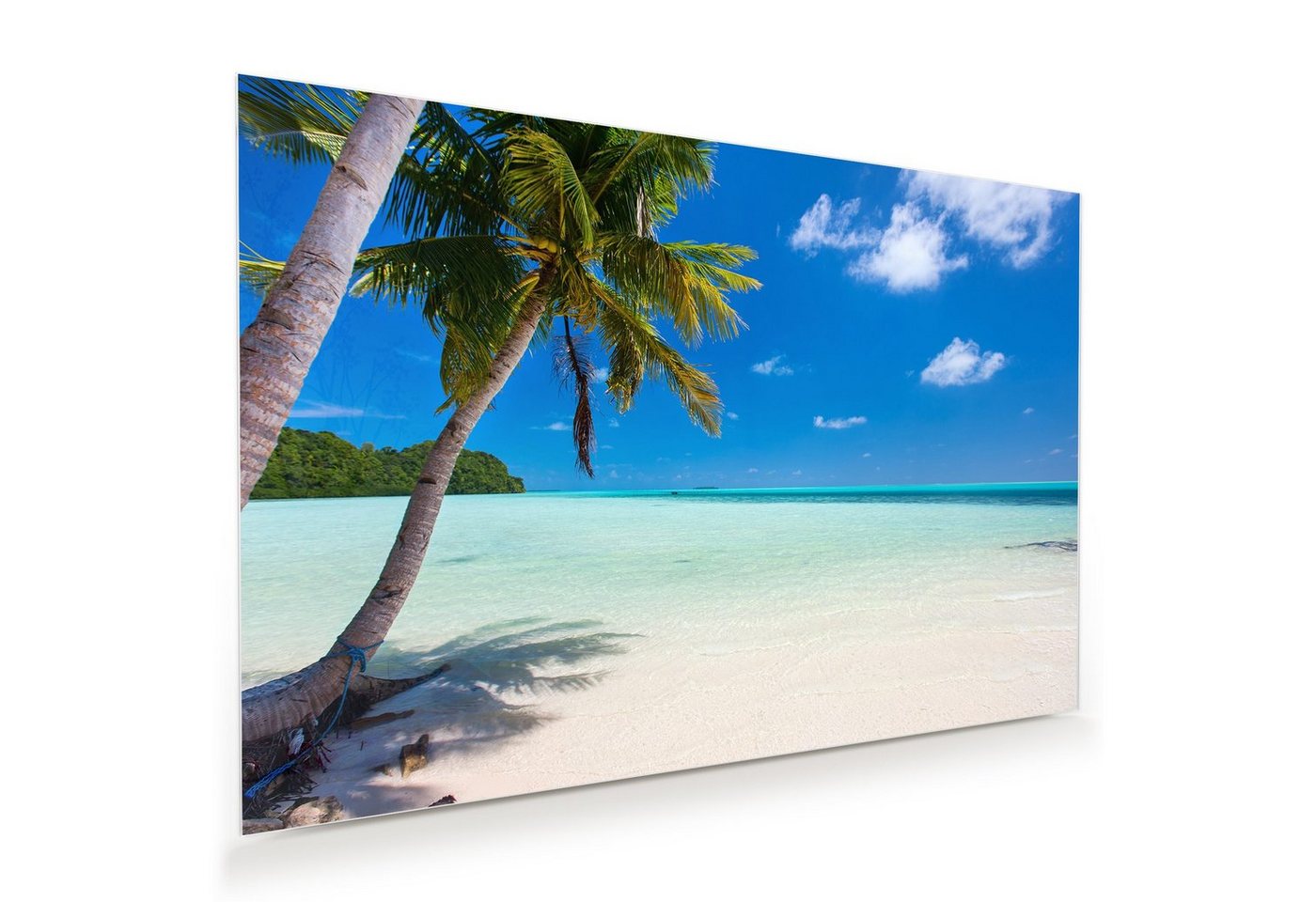 Primedeco Glasbild Wandbild Strand mit Palmen mit Aufhängung, Natur von Primedeco