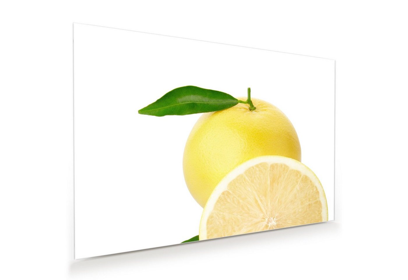 Primedeco Glasbild Wandbild Zitrone halbiert mit Aufhängung, Früchte von Primedeco