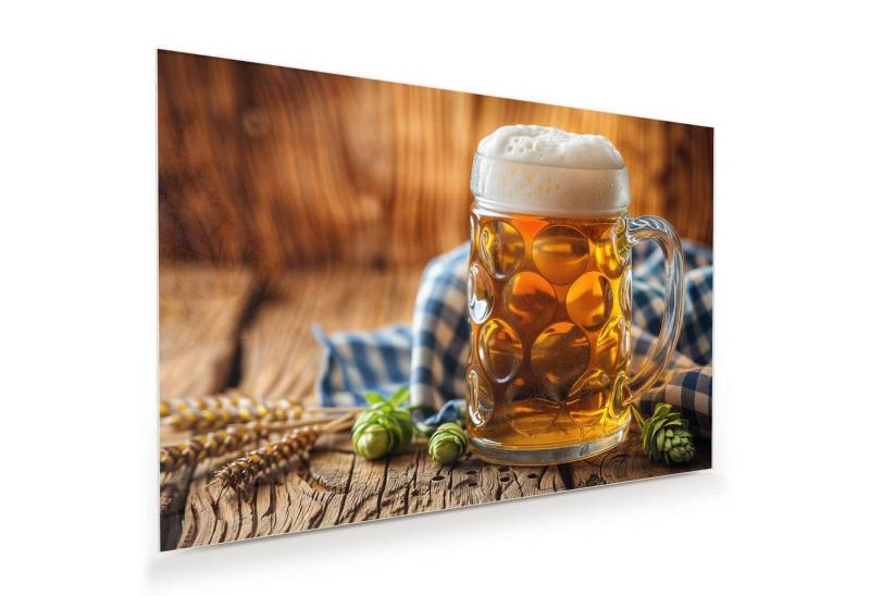 Primedeco Glasbild Wandbild Bierglas mit Aufhängung, Getränke (21 verschiedene Größen, 1 St), Elegante Aufhängung von Primedeco