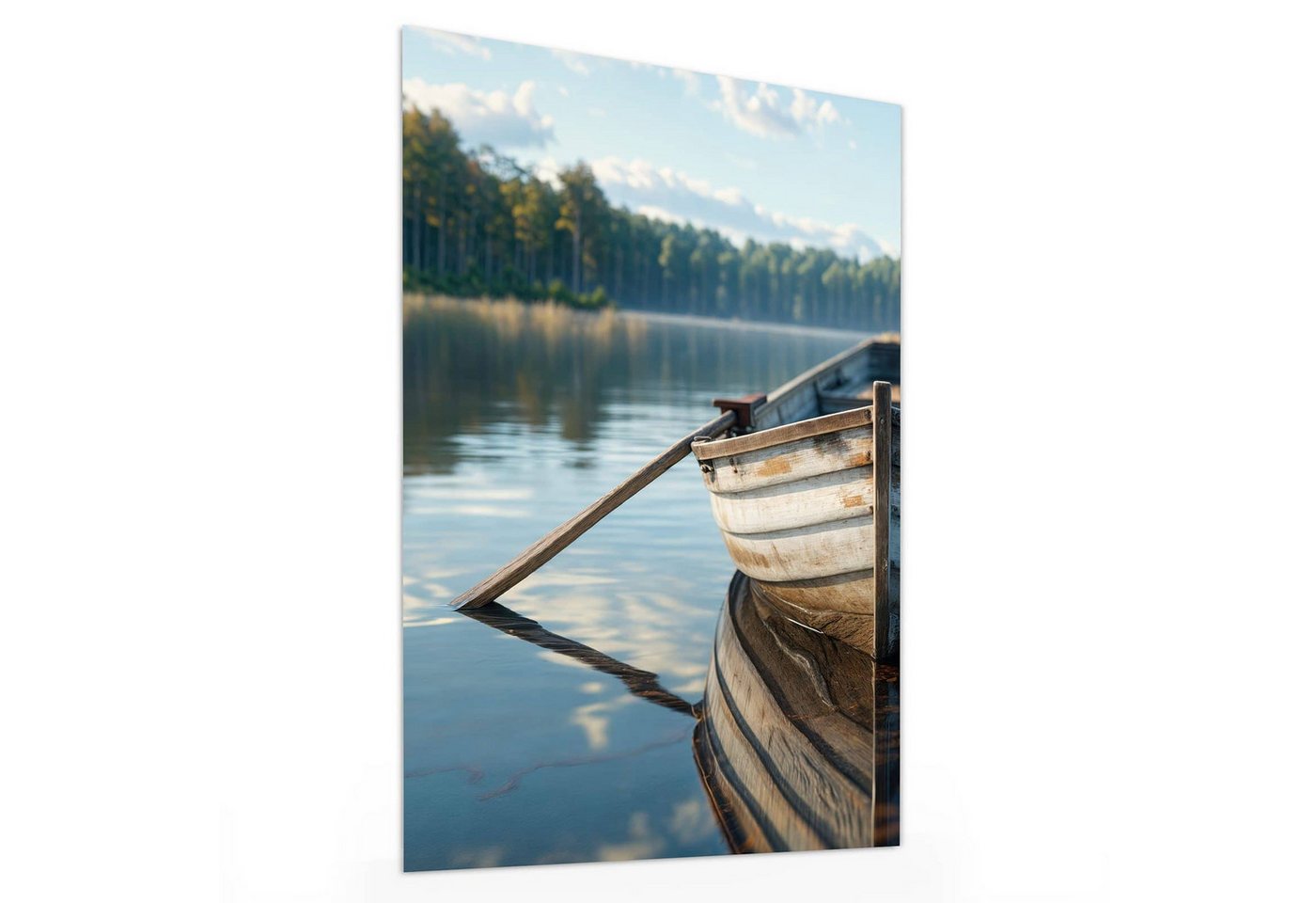 Primedeco Glasbild Wandbild Boot auf See mit Aufhängung, Natur (21 verschiedene Größen, 1 St), Elegante Aufhängung von Primedeco
