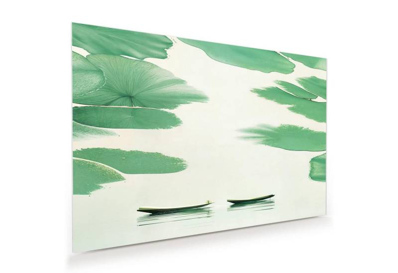 Primedeco Glasbild Wandbild Boote auf dem See mit Aufhängung, Natur (21 verschiedene Größen, 1 St), Elegante Aufhängung von Primedeco