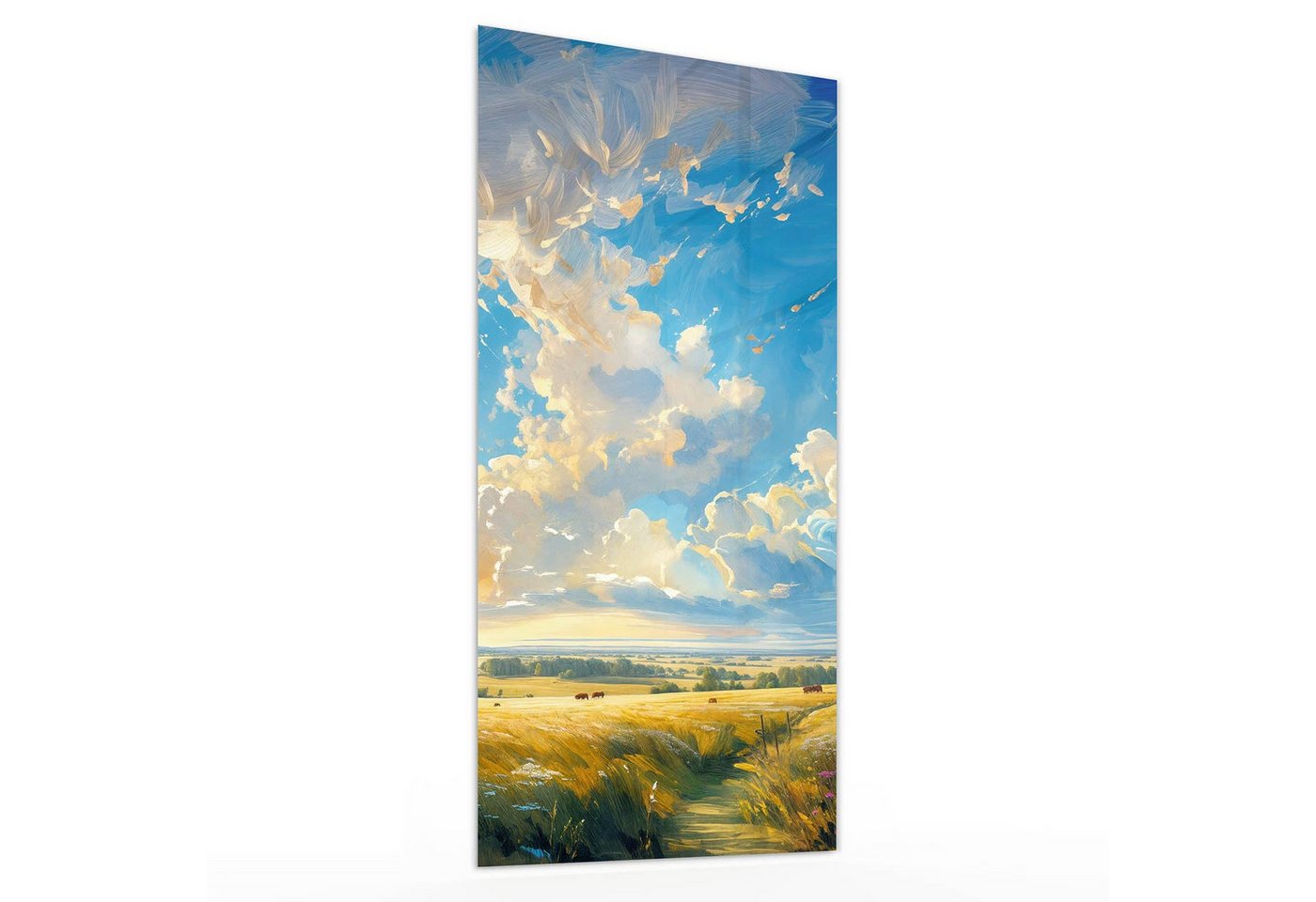 Primedeco Glasbild Wandbild Landschaft mit Wolken mit Aufhängung, Natur (21 verschiedene Größen, 1 St), Elegante Aufhängung von Primedeco