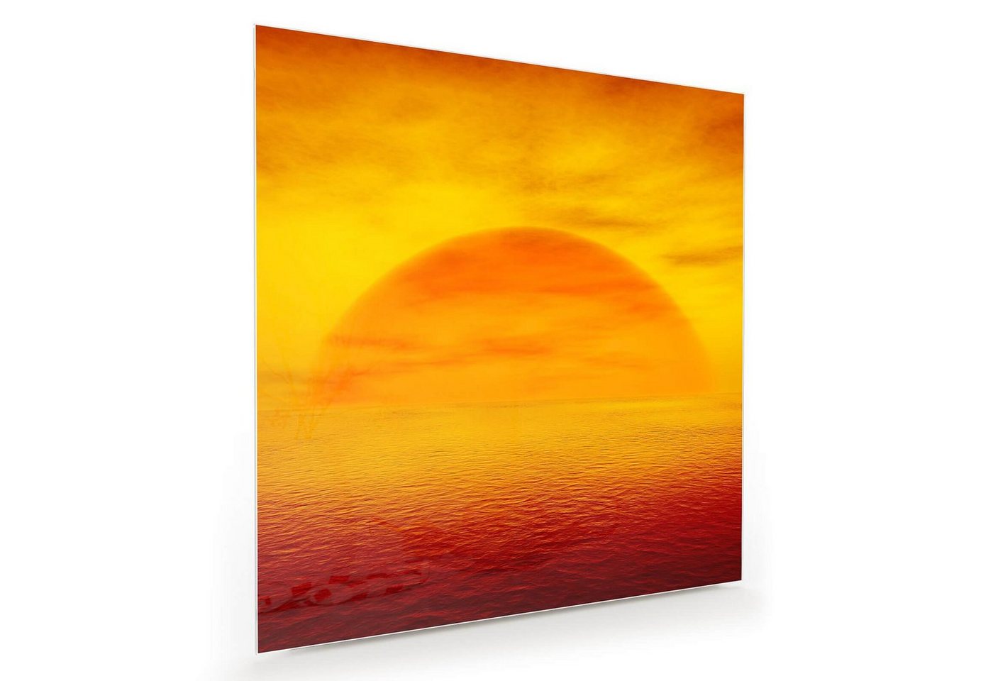 Primedeco Glasbild Wandbild Quadratisch 3D Sonnenuntergang mit Aufhängung, Natur von Primedeco