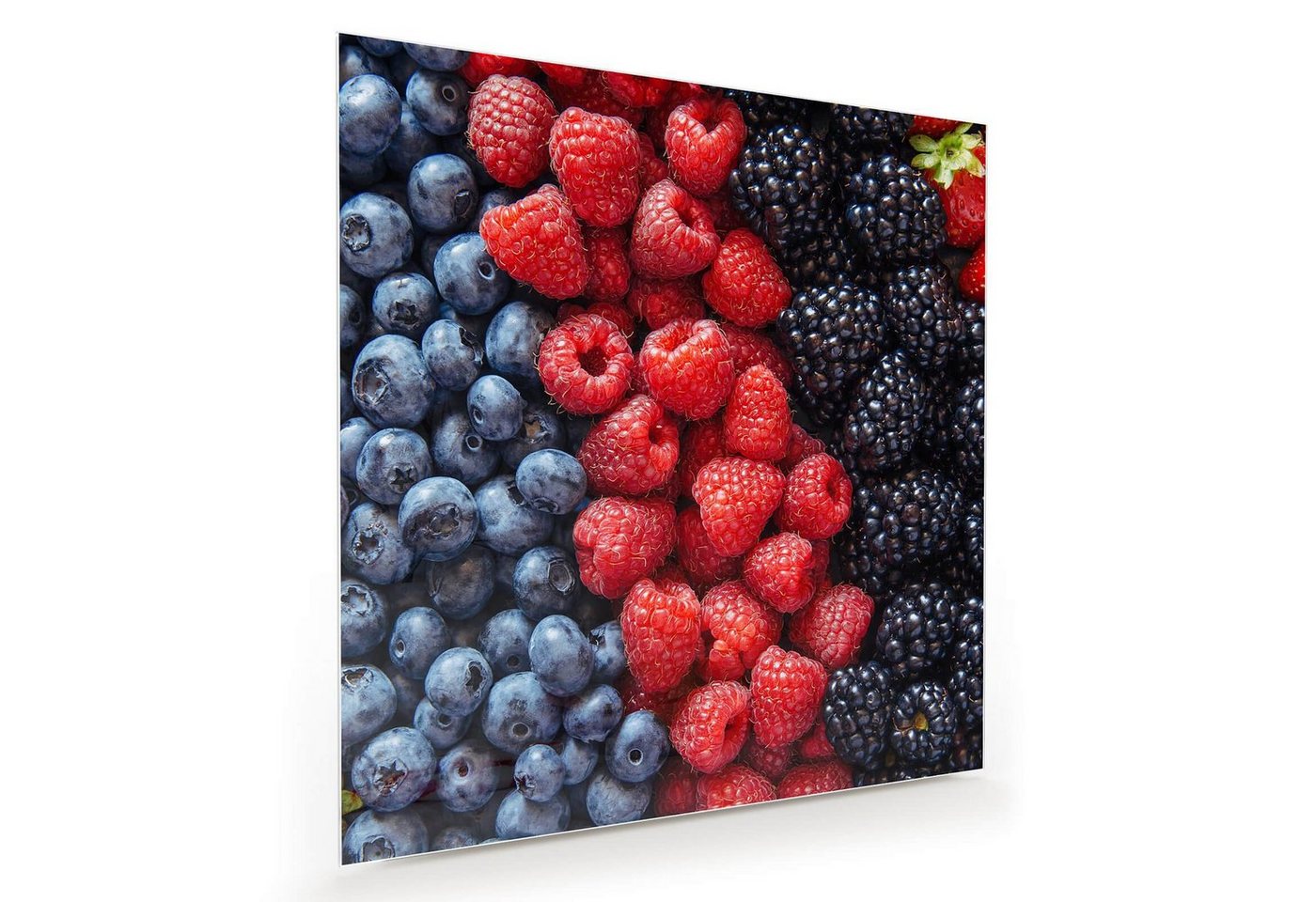 Primedeco Glasbild Wandbild Quadratisch Beerenmix linear mit Aufhängung, Früchte von Primedeco