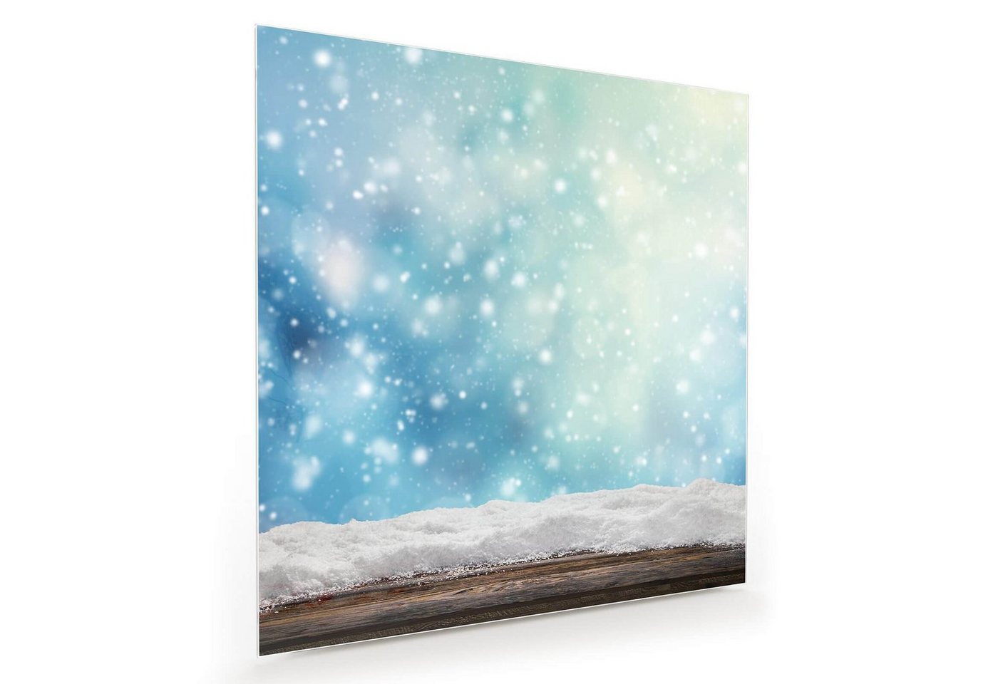 Primedeco Glasbild Wandbild Quadratisch Eissterne im Winter mit Aufhängung, Natur von Primedeco