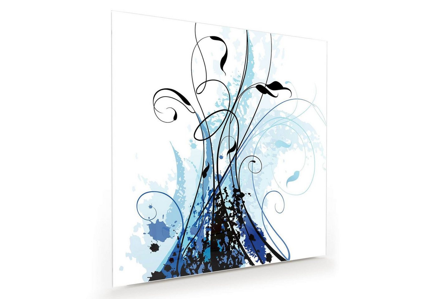 Primedeco Glasbild Wandbild Quadratisch Floraler Hintergrund mit Aufhängung, Blumen von Primedeco