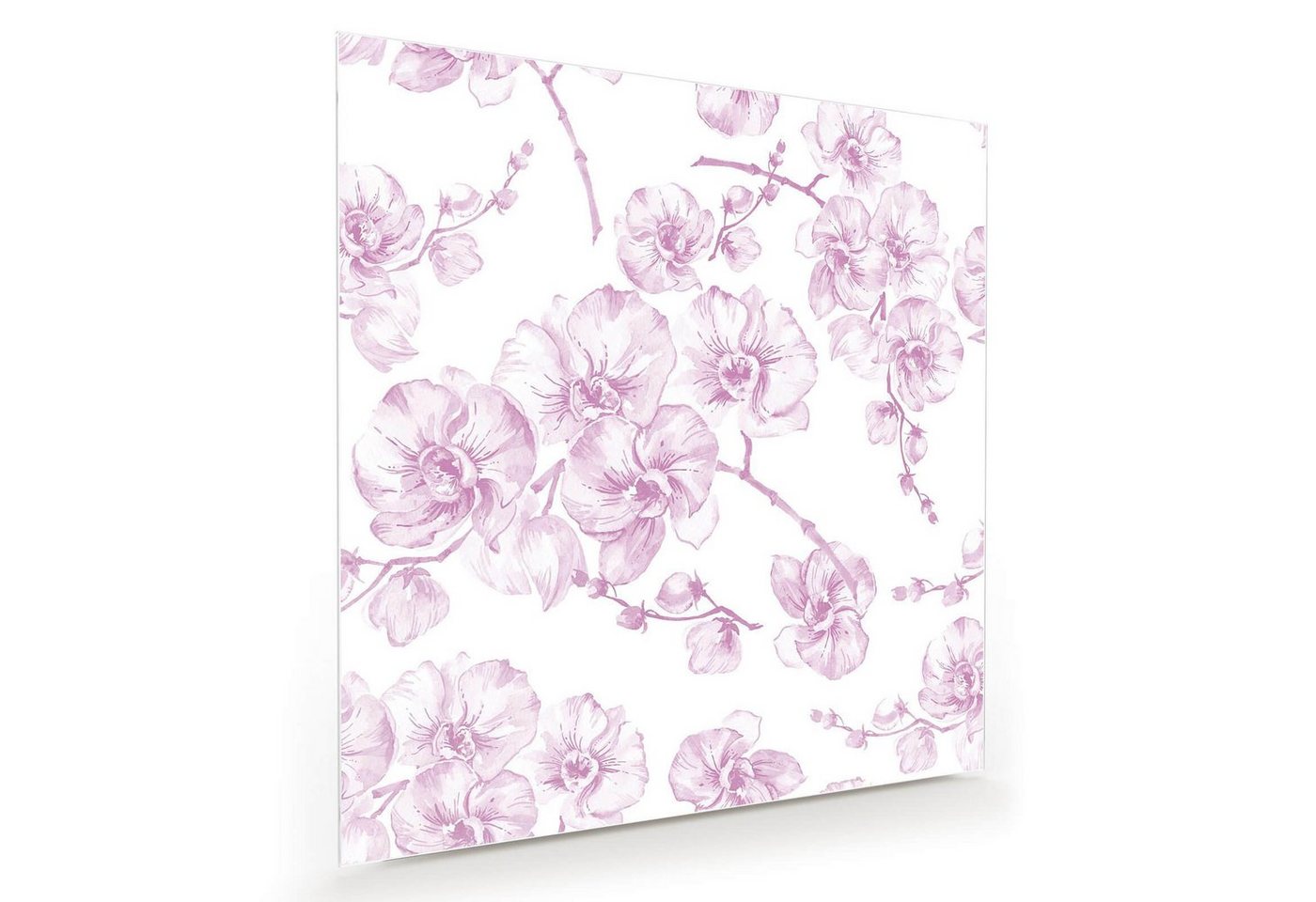 Primedeco Glasbild Wandbild Quadratisch Florales Design mit Aufhängung, Blumen von Primedeco