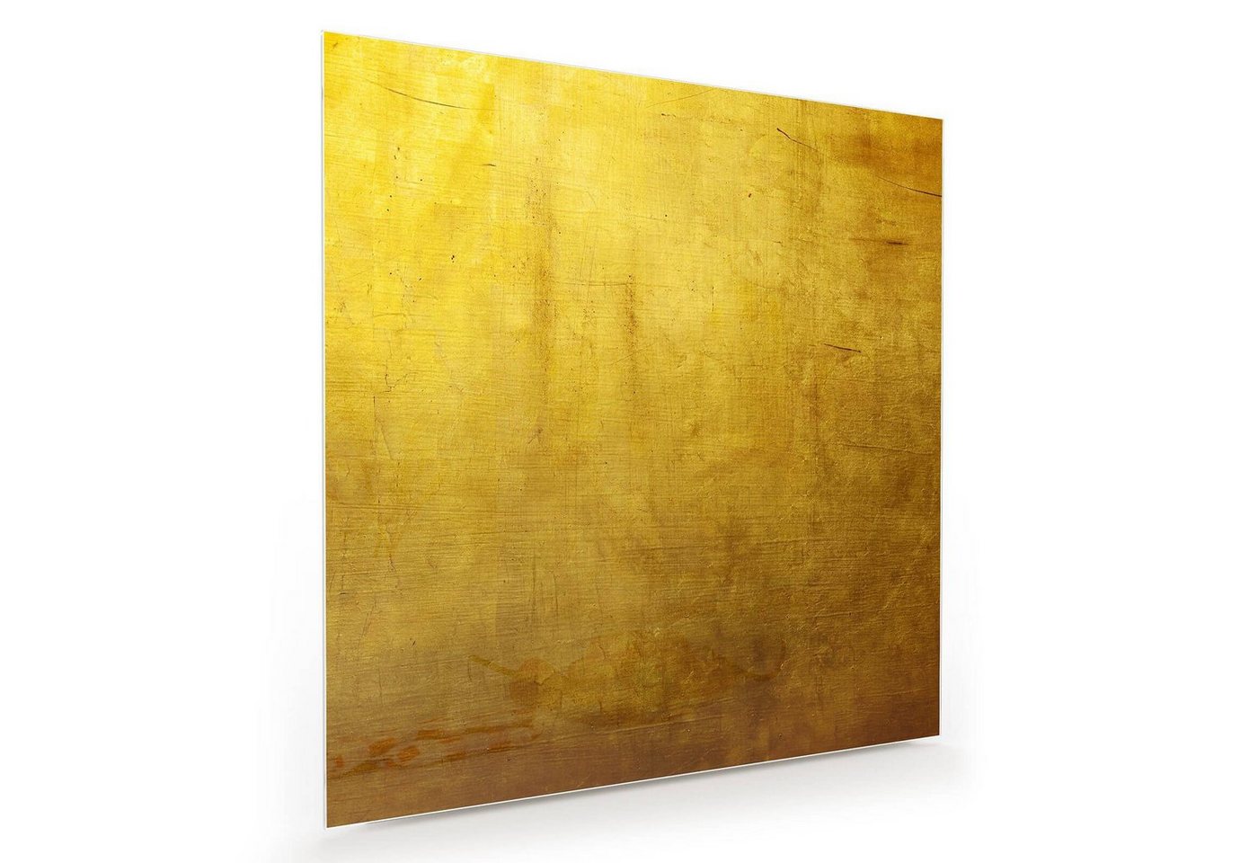 Primedeco Glasbild Wandbild Quadratisch Goldene Tapete mit Aufhängung, Texturen von Primedeco