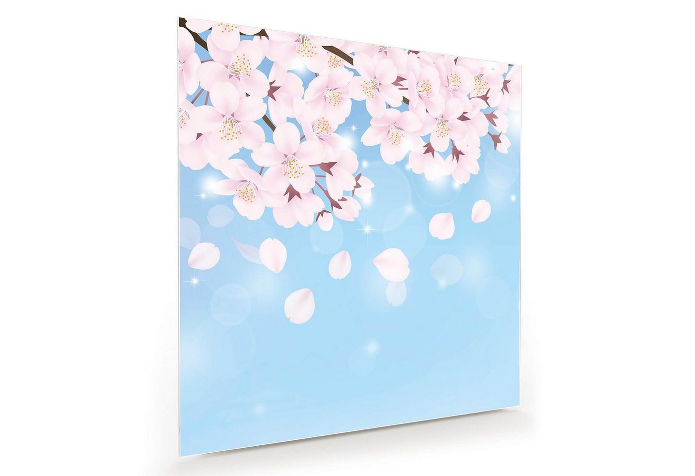 Primedeco Glasbild Wandbild Quadratisch Kirschblüte mit Aufhängung, Blumen von Primedeco