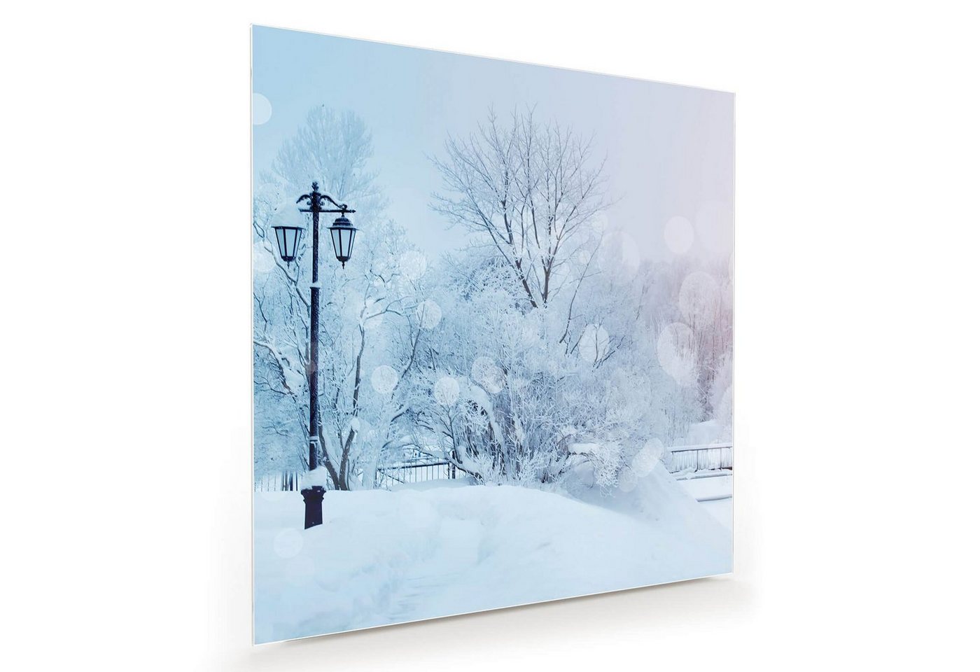 Primedeco Glasbild Wandbild Quadratisch Morgenstimmung Winter mit Aufhängung, Natur von Primedeco