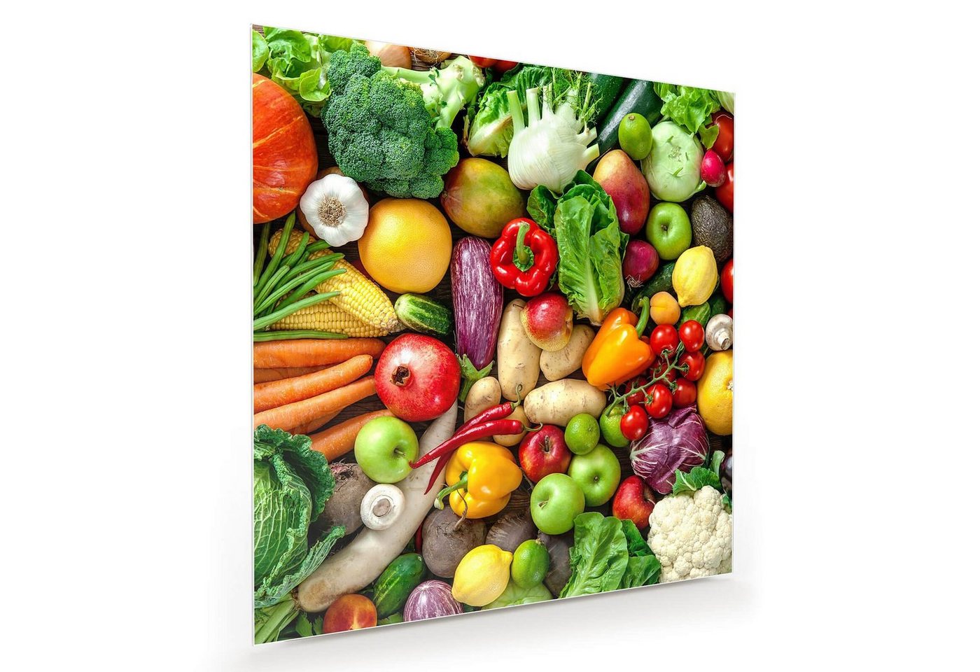 Primedeco Glasbild Wandbild Quadratisch Obst und Gemüse mit Aufhängung, Gemüse von Primedeco
