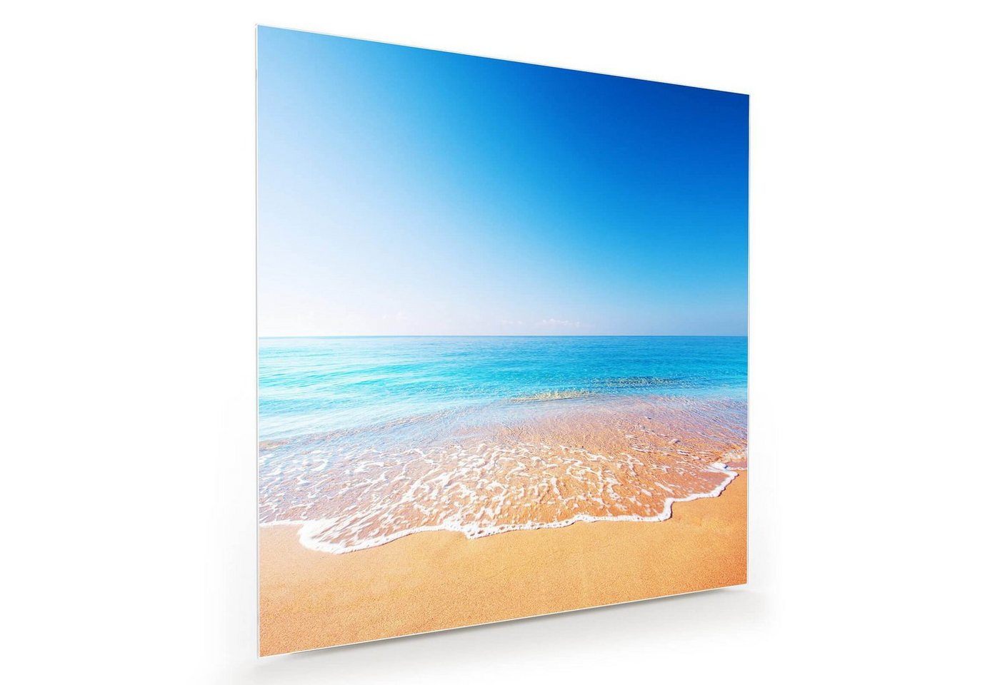 Primedeco Glasbild Wandbild Quadratisch Strand und tropisches Meer mit Aufhängung, Natur von Primedeco