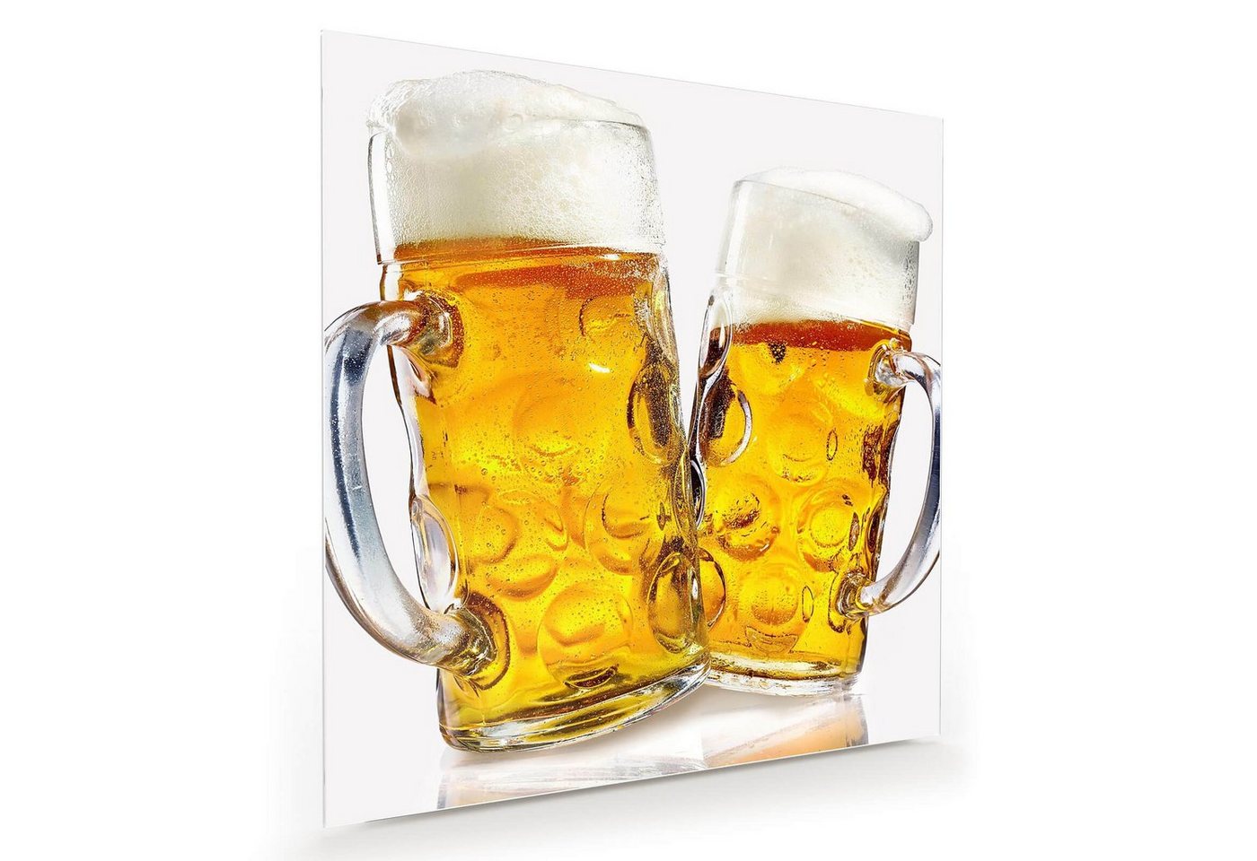 Primedeco Glasbild Wandbild Quadratisch Toastende Biergläser mit Aufhängung, Getränke von Primedeco