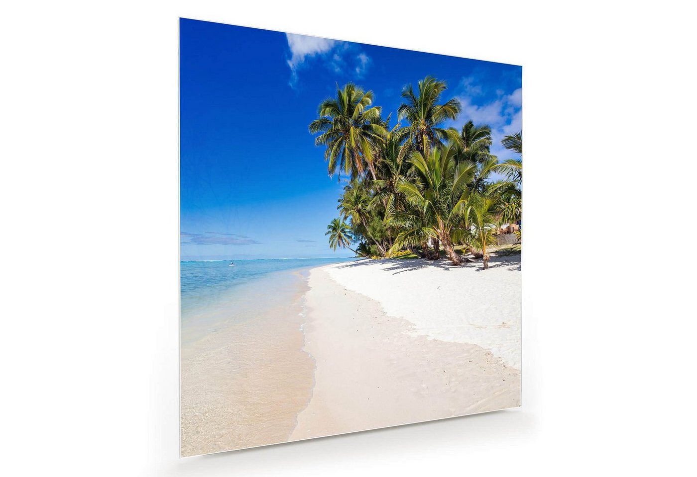 Primedeco Glasbild Wandbild Quadratisch Tropischer Strand mit Aufhängung, Natur von Primedeco