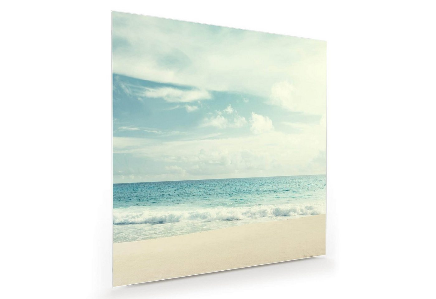 Primedeco Glasbild Wandbild Quadratisch Tropisches Meer mit Aufhängung, Natur von Primedeco