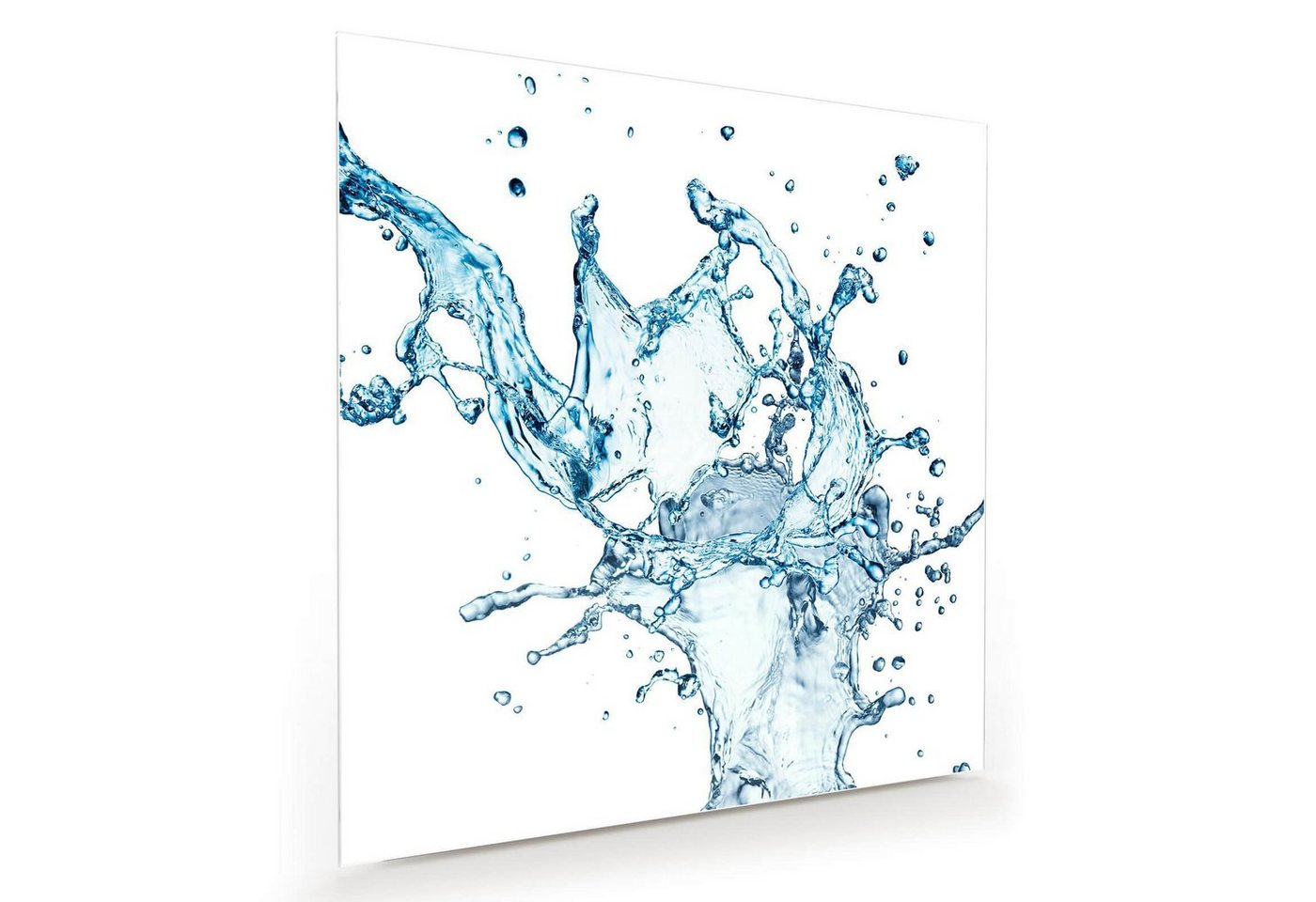 Primedeco Glasbild Wandbild Quadratisch Wassersplash hell mit Aufhängung, Wasser von Primedeco