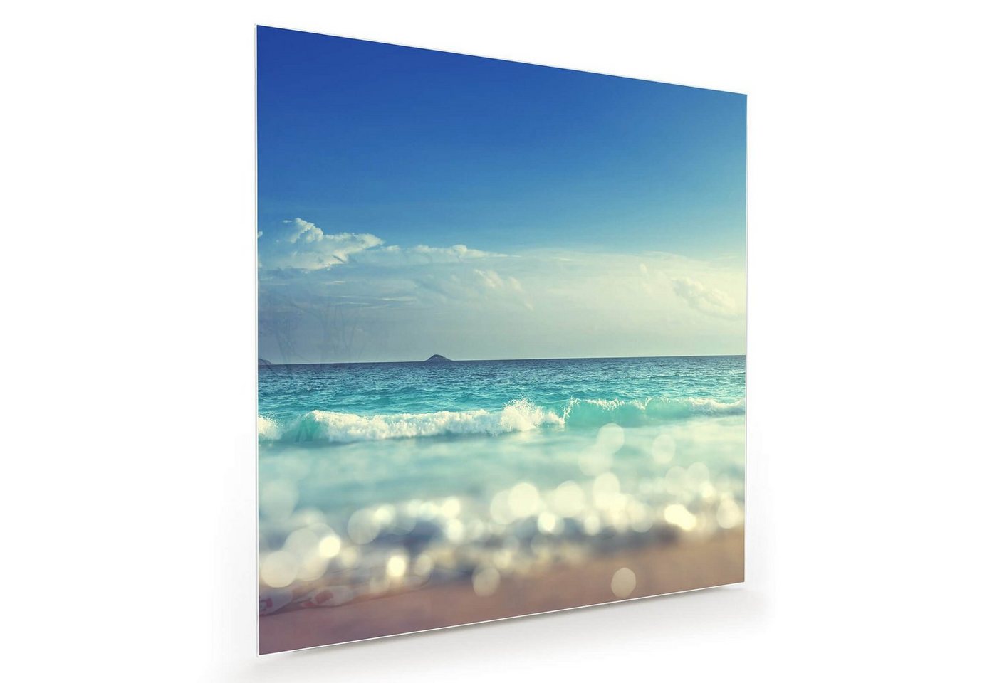 Primedeco Glasbild Wandbild Quadratisch Wildes Meer mit Aufhängung, Natur von Primedeco