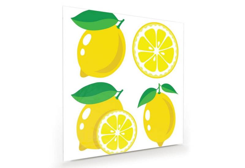 Primedeco Glasbild Wandbild Quadratisch Zitronenmuster mit Aufhängung, Früchte von Primedeco
