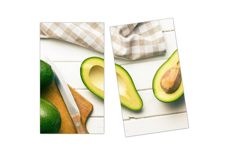 Primedeco Herd-Abdeckplatte Herdabdeckplatte Spritzschutz aus Glas Avocado auf tisch, Glas, (2 tlg) von Primedeco