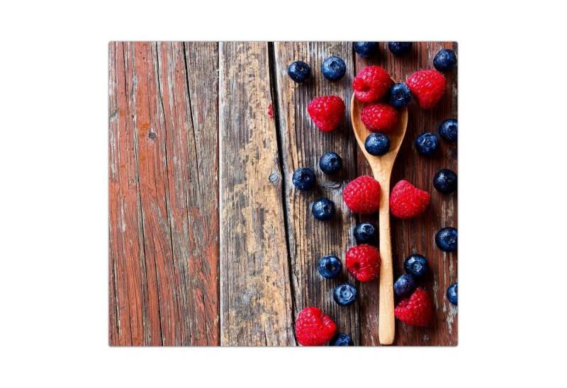 Primedeco Herd-Abdeckplatte Herdabdeckplatte Spritzschutz aus Glas Beeren verstreut auf Tisch, Glas, (1 tlg) von Primedeco