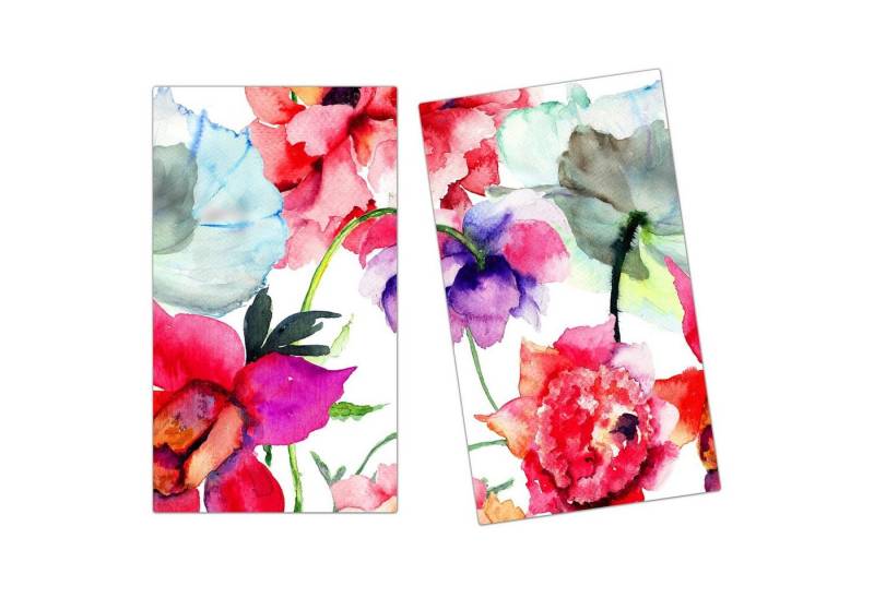 Primedeco Herd-Abdeckplatte Herdabdeckplatte Spritzschutz aus Glas Bunte Blumen, Glas, (2 tlg) von Primedeco