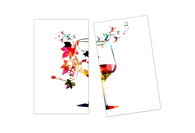 Primedeco Herd-Abdeckplatte Herdabdeckplatte Spritzschutz aus Glas Buntes Weinglas, Glas, (2 tlg) von Primedeco