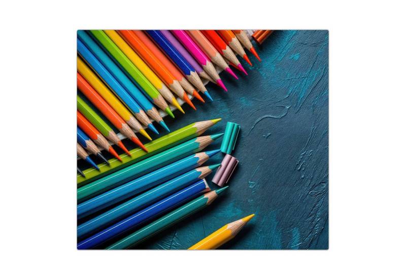 Primedeco Herd-Abdeckplatte Herdabdeckplatte Spritzschutz aus Glas Buntstifte auf Holz, Glas, (1 tlg) von Primedeco