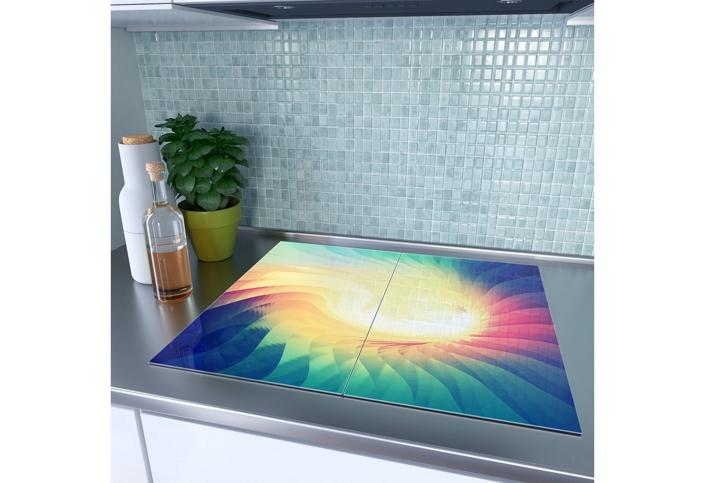 Primedeco Herd-Abdeckplatte Herdabdeckplatte Spritzschutz aus Glas Digitaler Hintergrund, Glas, (2 tlg) von Primedeco