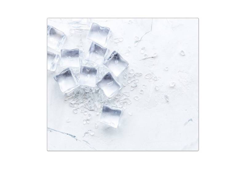 Primedeco Herd-Abdeckplatte Herdabdeckplatte Spritzschutz aus Glas Eiswürfel auf hellem Tisch, Glas, (1 tlg) von Primedeco