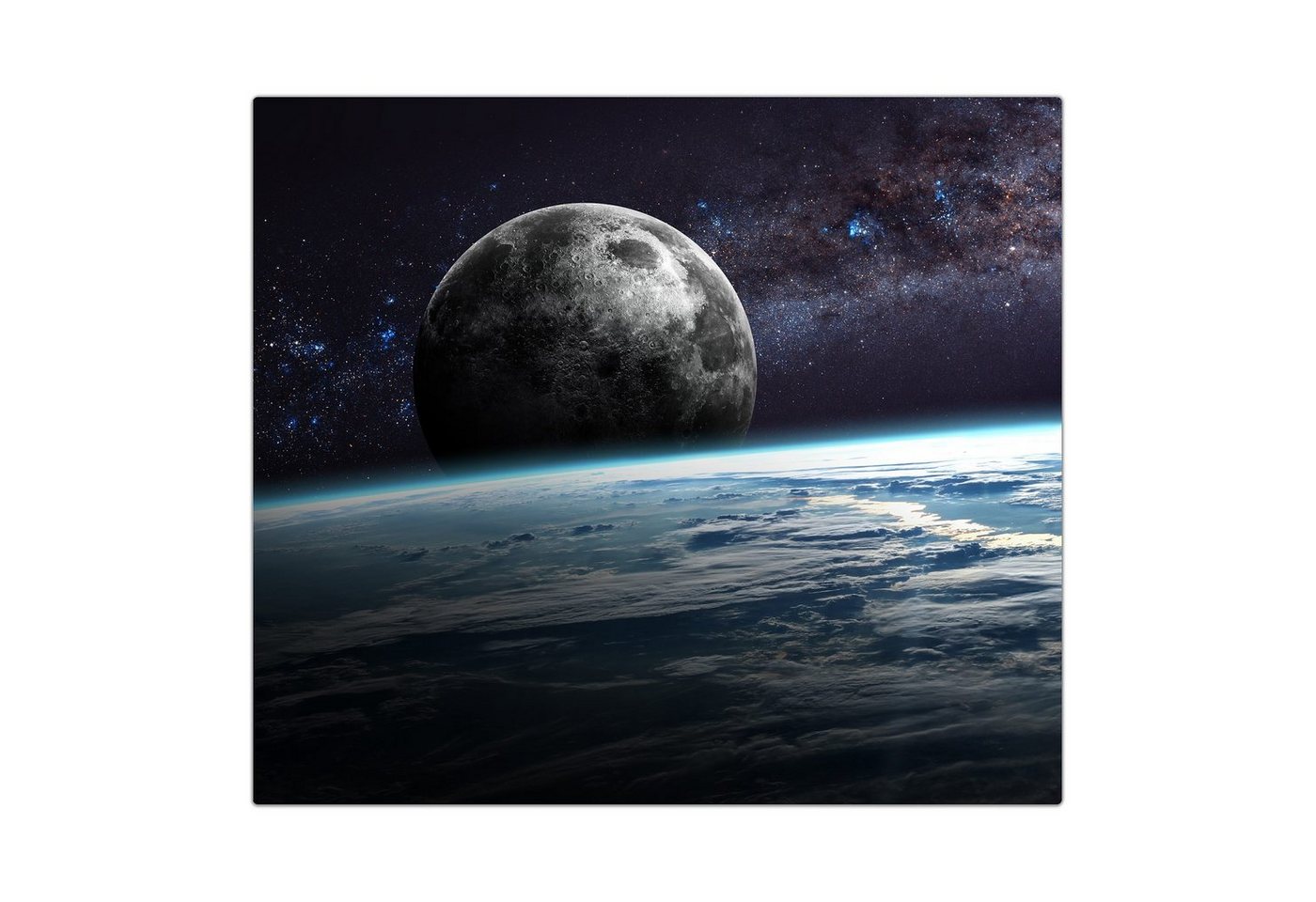 Primedeco Herd-Abdeckplatte Herdabdeckplatte Spritzschutz aus Glas Erde Mond und Sterne, Glas, (1 tlg) von Primedeco